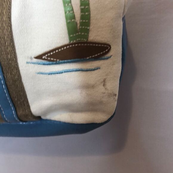 Beach tote bag. 100% cotton with vinyl trim. - Picture 2 of 8